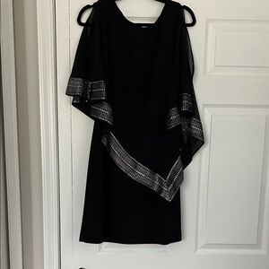 SLNY Elegant Black Dress with Metallic Accents